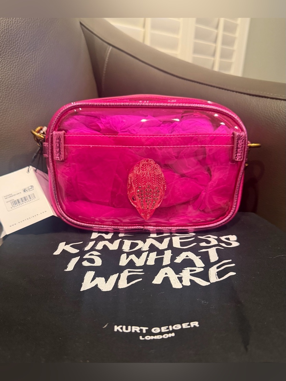 Kurt Geiger London Fuchsia VINYL KENSINGTON CAMERA BAG